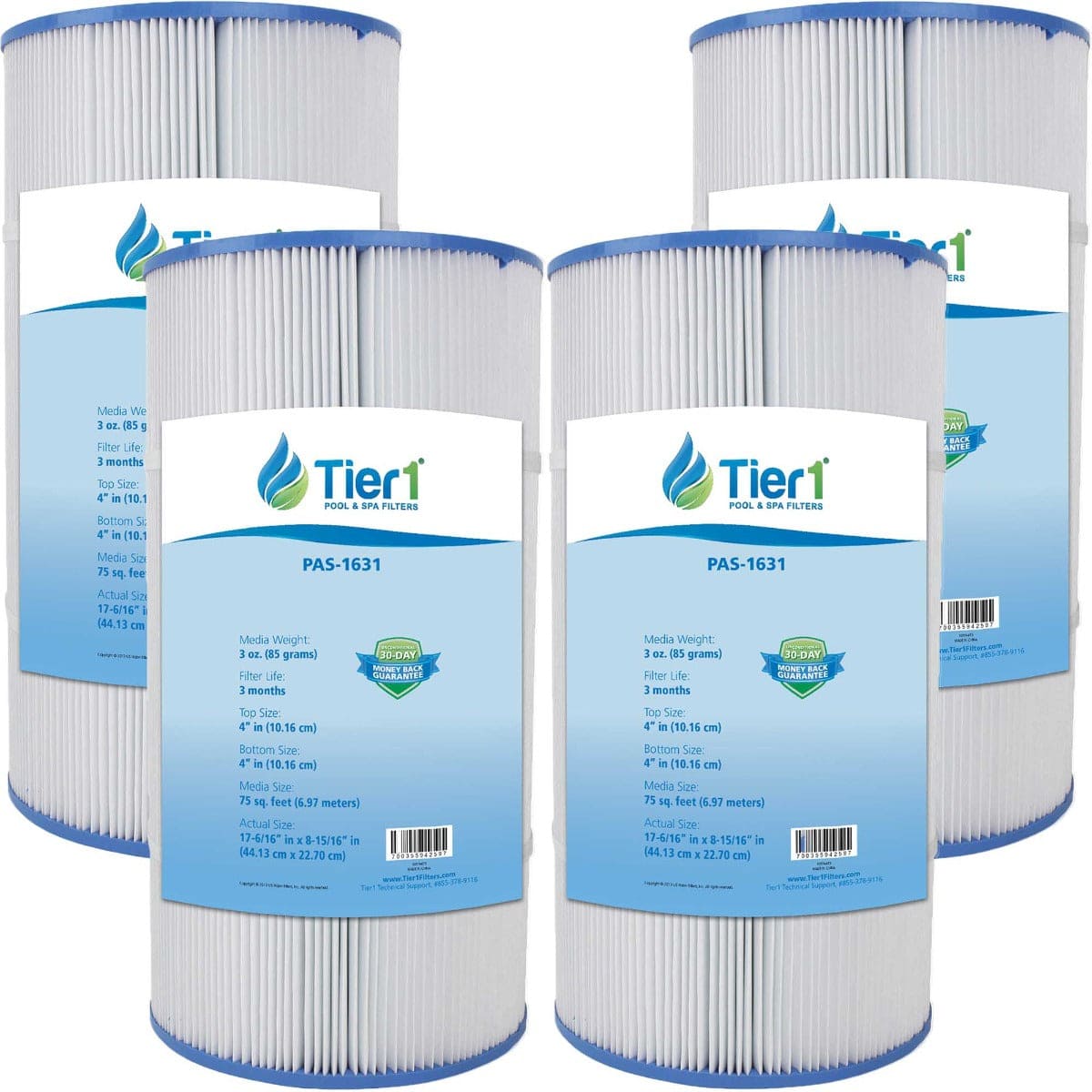 Tier1 Waterway Clearwater 817-0075N Comparable Pool and Spa Filter Replacement 4 PACKS