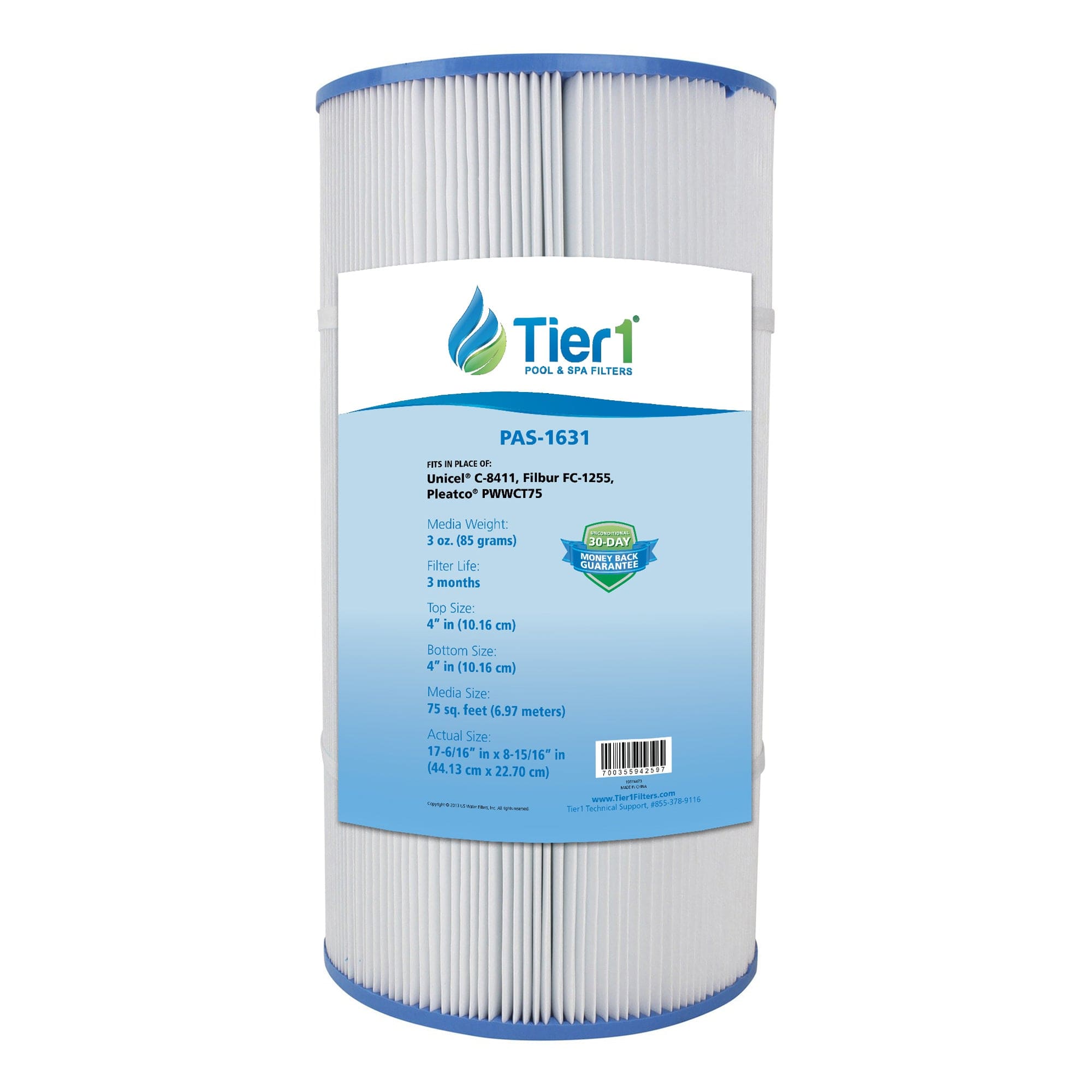 Tier1 Waterway Clearwater 817-0075N Comparable Pool and Spa Filter Replacement WITH LABEL
