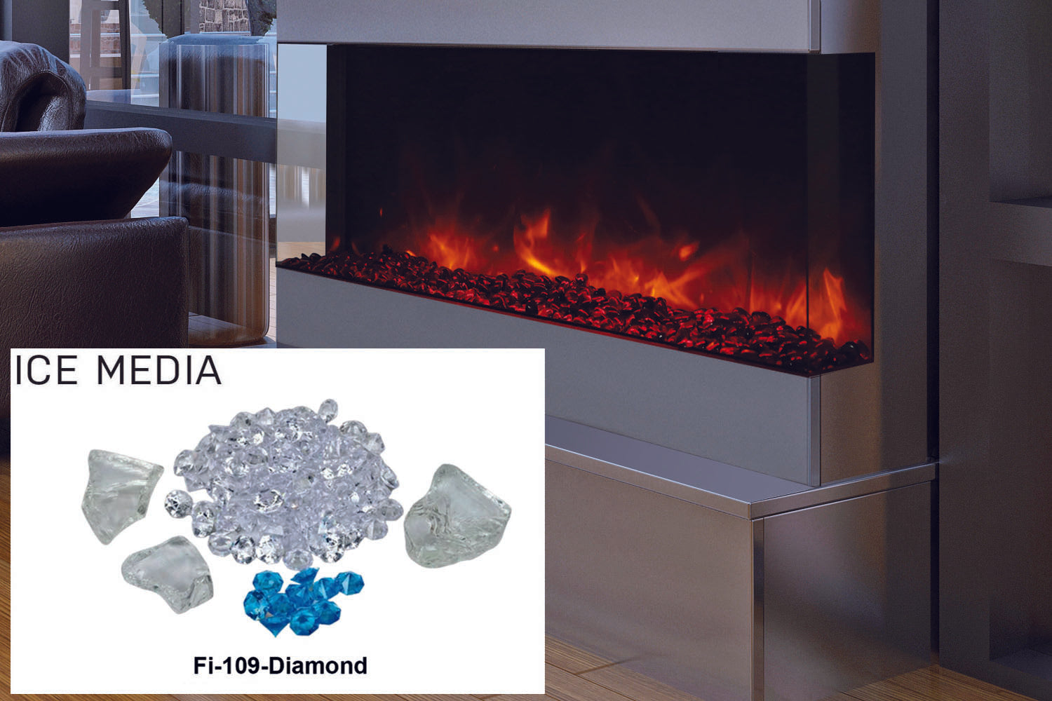 Amantii Panorama Tru View 40-inch 3-Sided View Built In Indoor/Outdoor Electric Fireplace