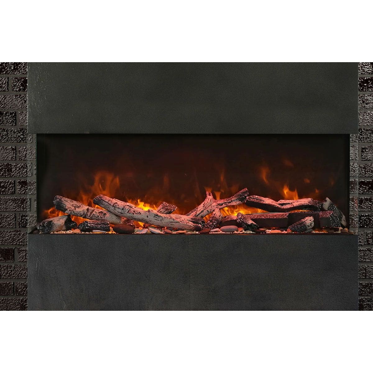 Amantii Panorama Tru View 40-inch 3-Sided View Built In Indoor/Outdoor Electric Fireplace FRONT VIEW