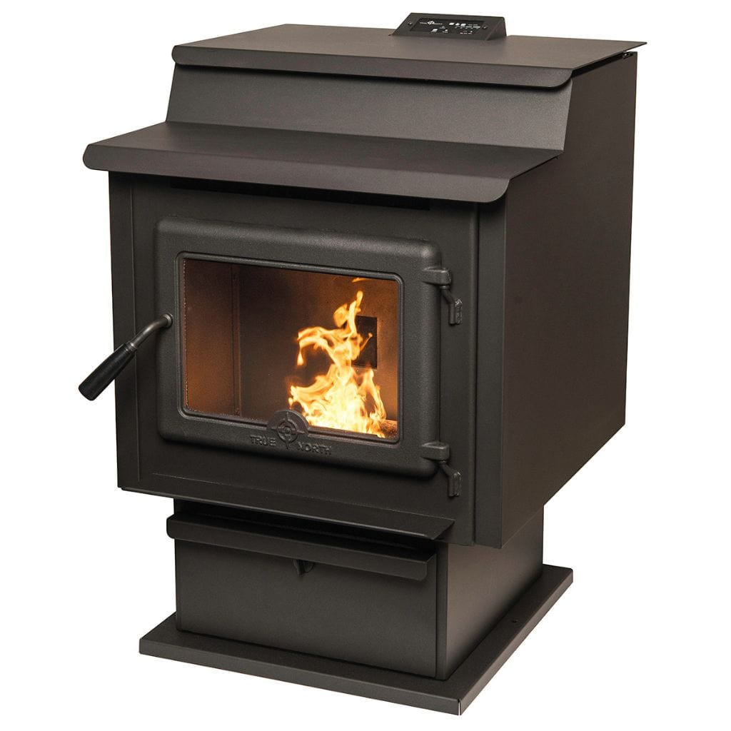 True North TN40 Pellet Stove FRONT AND SIDE VIEW