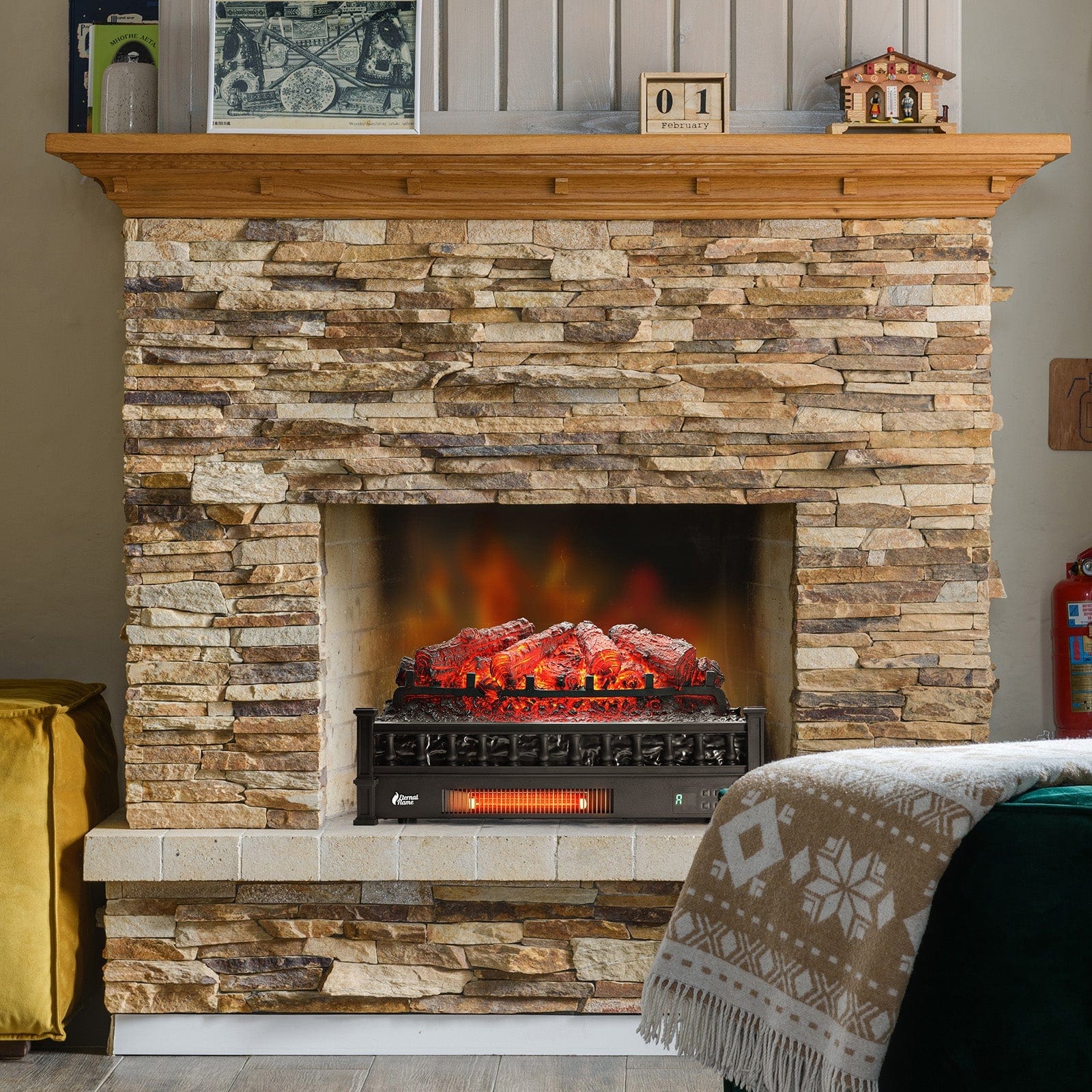 Turbro Eternal Flame EF26-PB Electric Fireplace Logs SAMPLE PHOTO