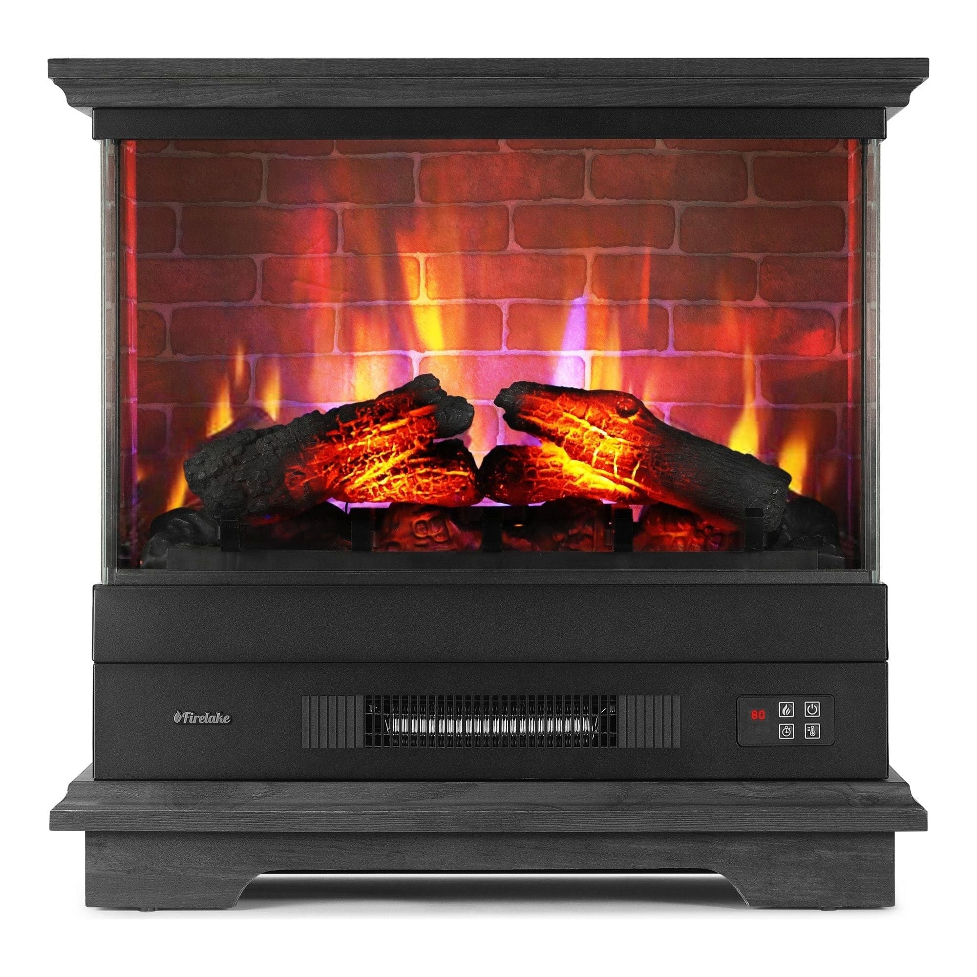 Turbro Firelake FL27-BW Electric Fireplace Heater With Mantel FRONT VIEW