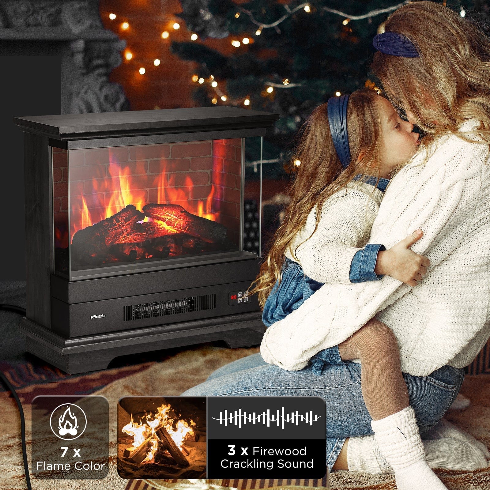 Turbro Firelake FL27-BW Electric Fireplace Heater With Mantel SAMPLE PHOTO