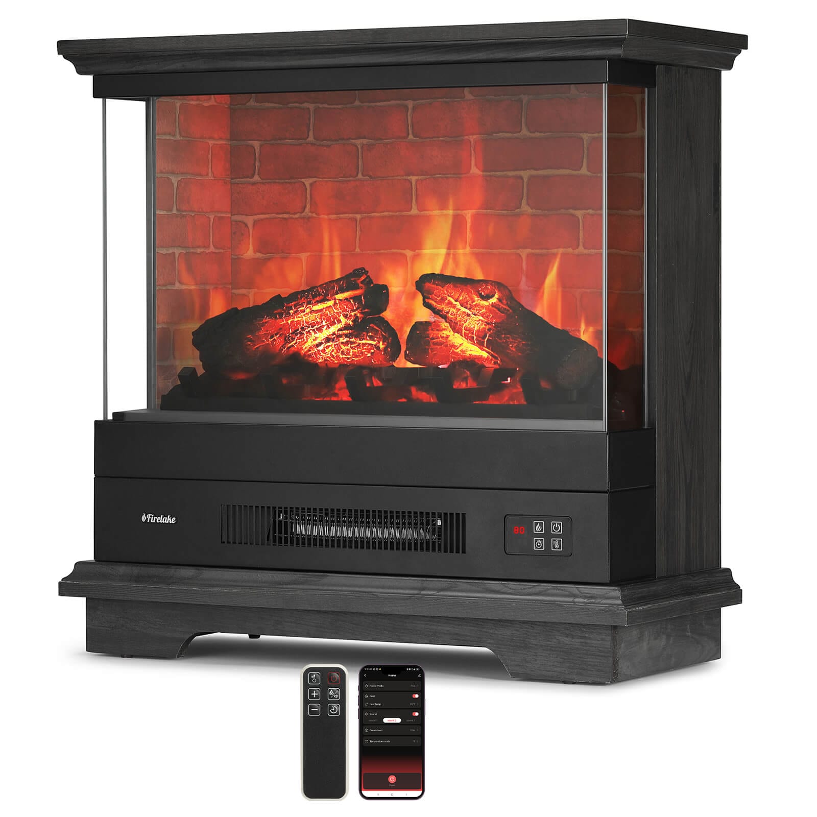 Turbro Firelake FL27-BW Electric Fireplace Heater With Mantel SIDE VIEW