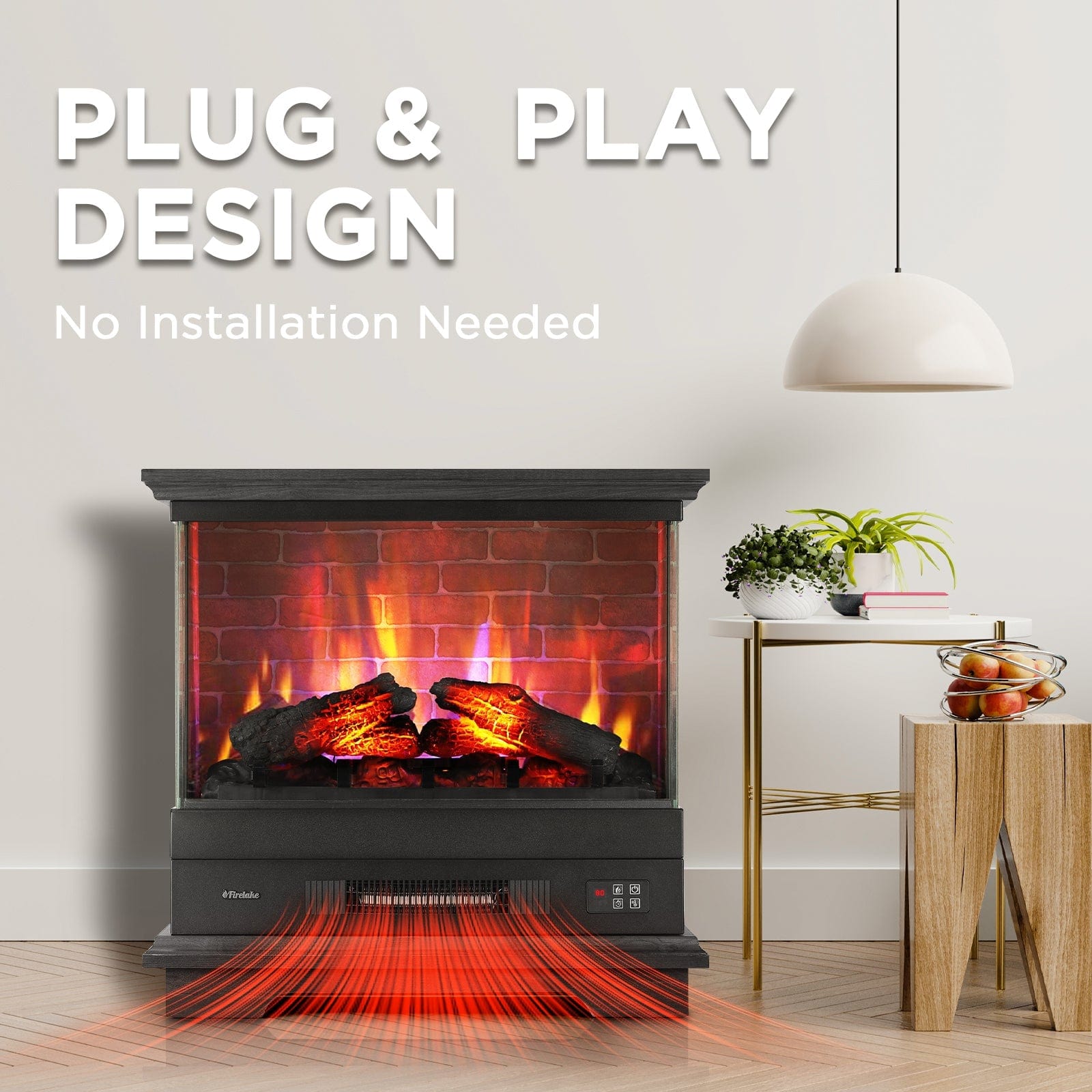 Turbro Firelake FL27-BW Electric Fireplace Heater With Mantel