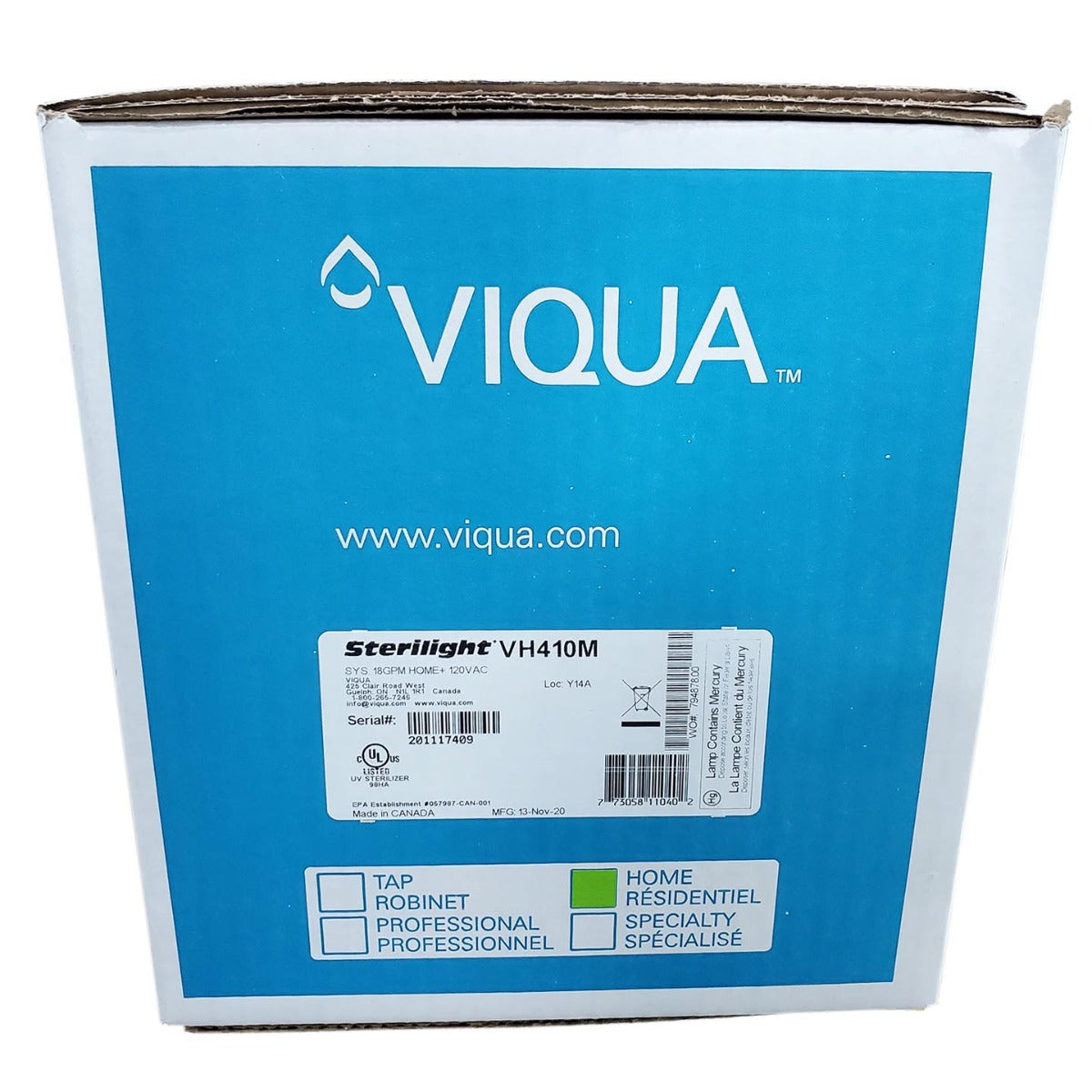 VH410M UltraViolet Water Disinfection System by Viqua SIDE BOX