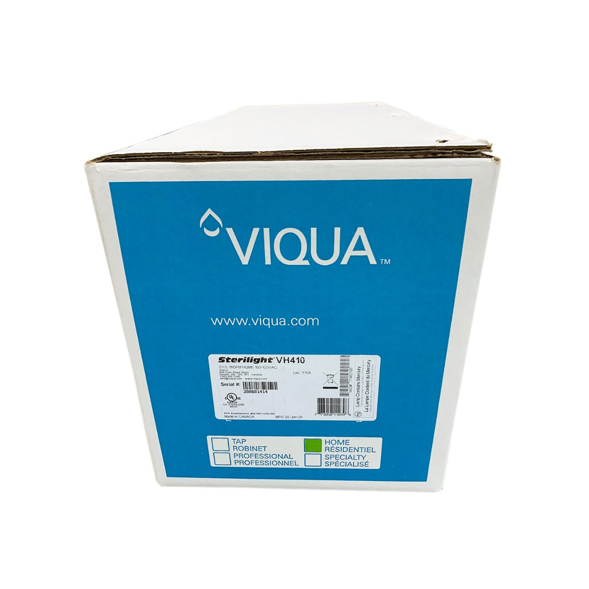 VH410 Residential UltraViolet Water Disinfection System by Viqua BOX