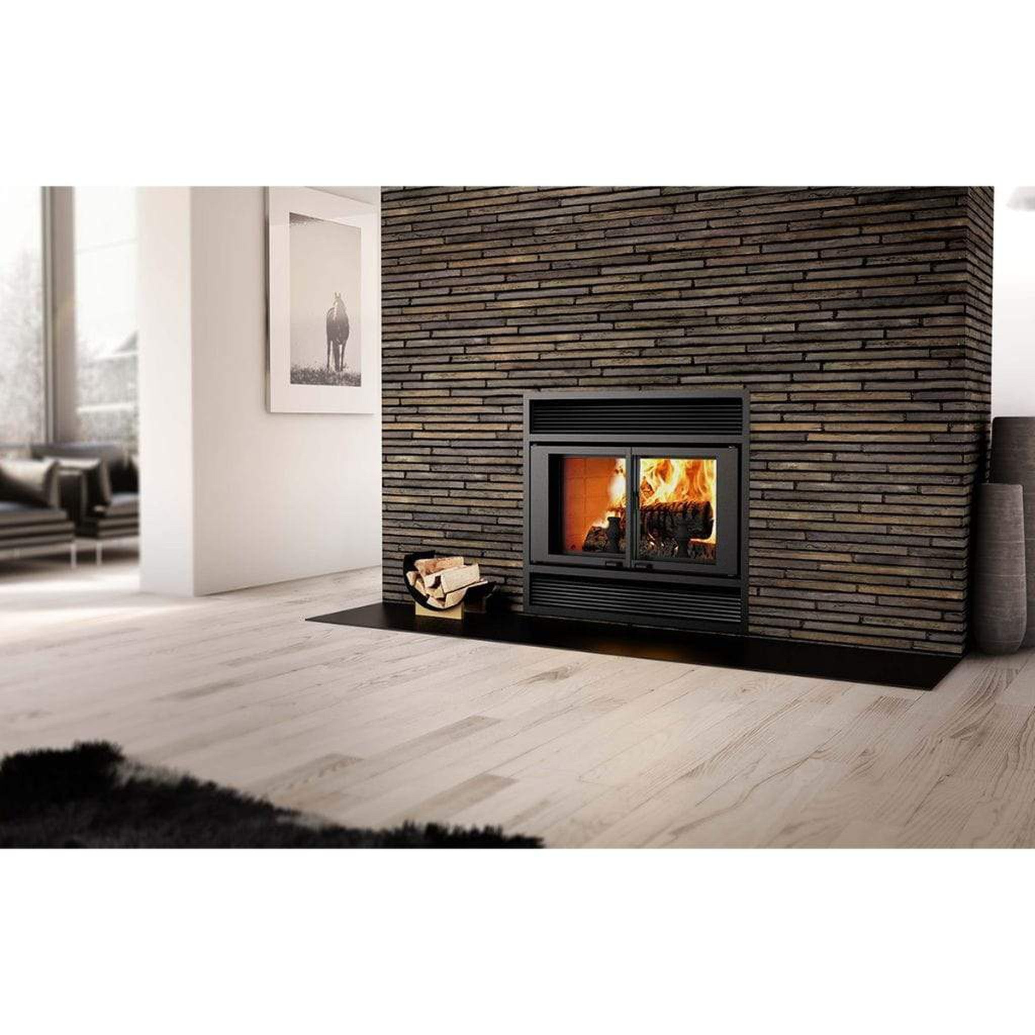 Valcourt Black Modern Faceplate Louver for Manoir Wood Fireplace