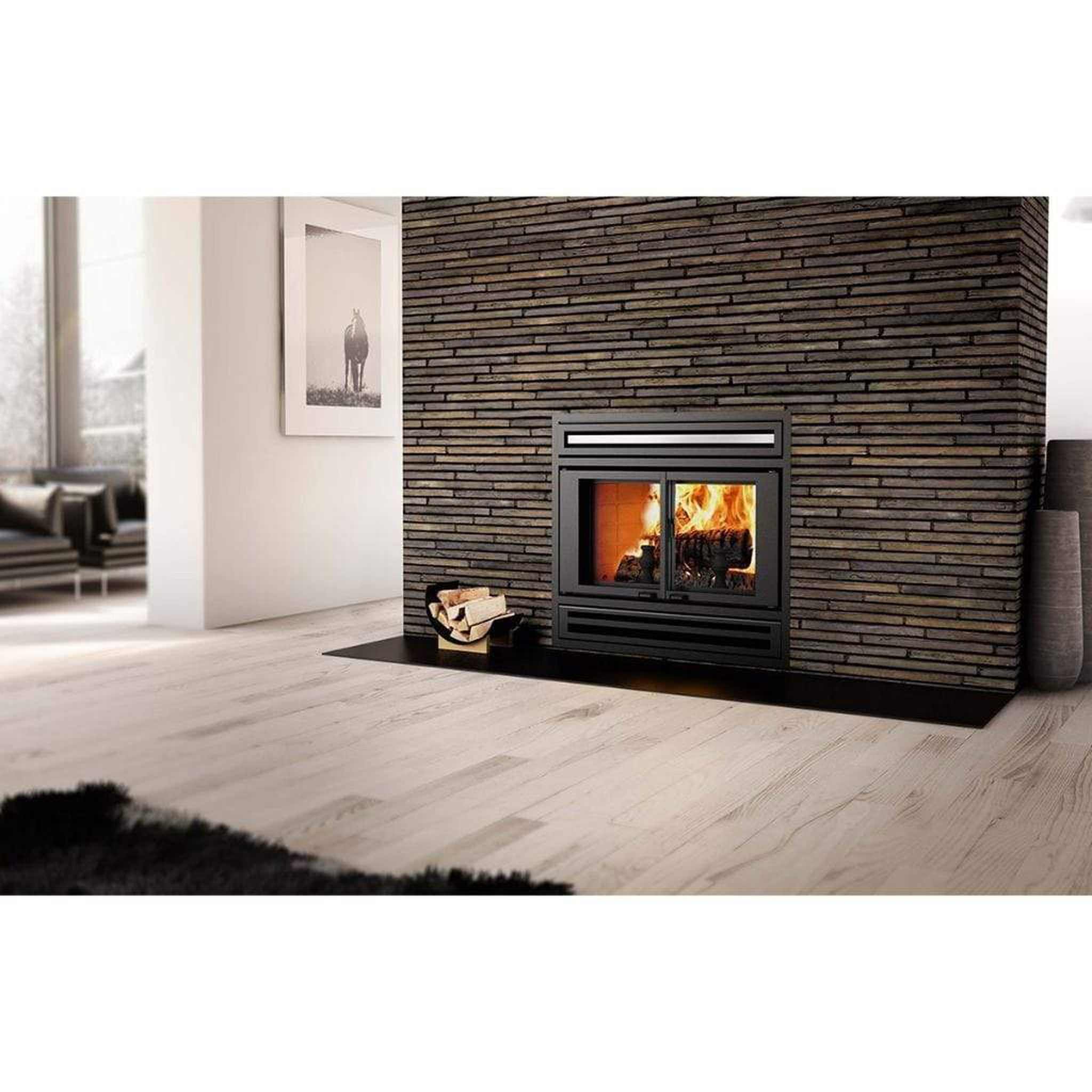 Valcourt Black Modern Faceplate Louver for Manoir Wood Fireplace