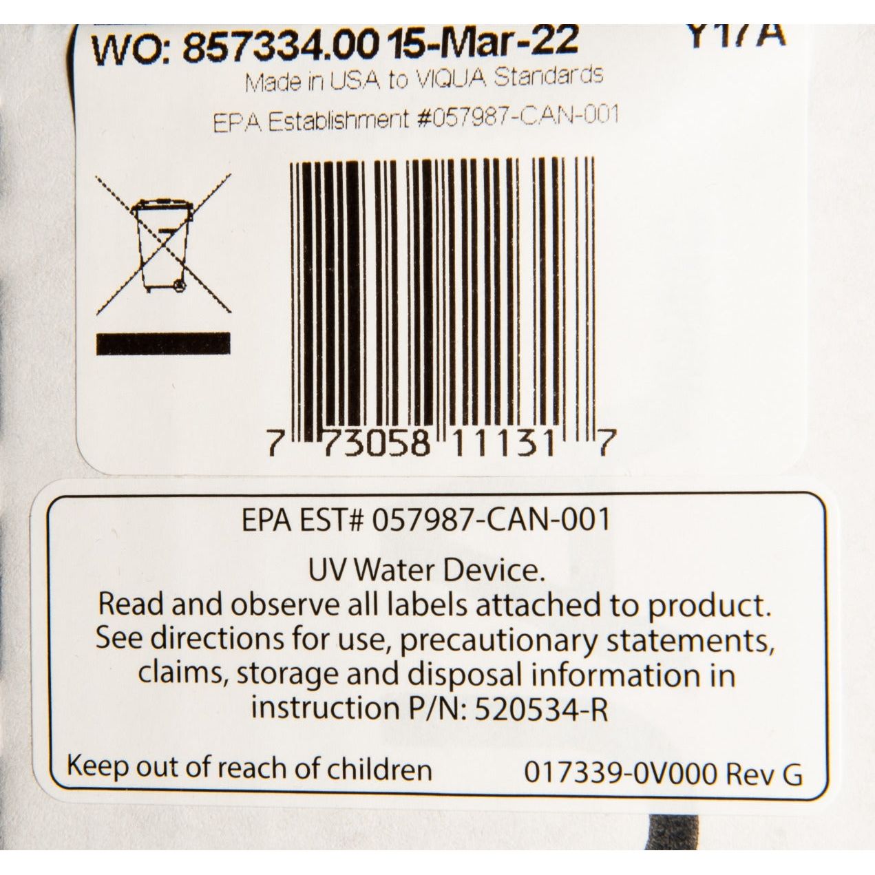 Viqua QL-410 Replacement UV Lamp and Quartz Sleeve for VH410 LABEL