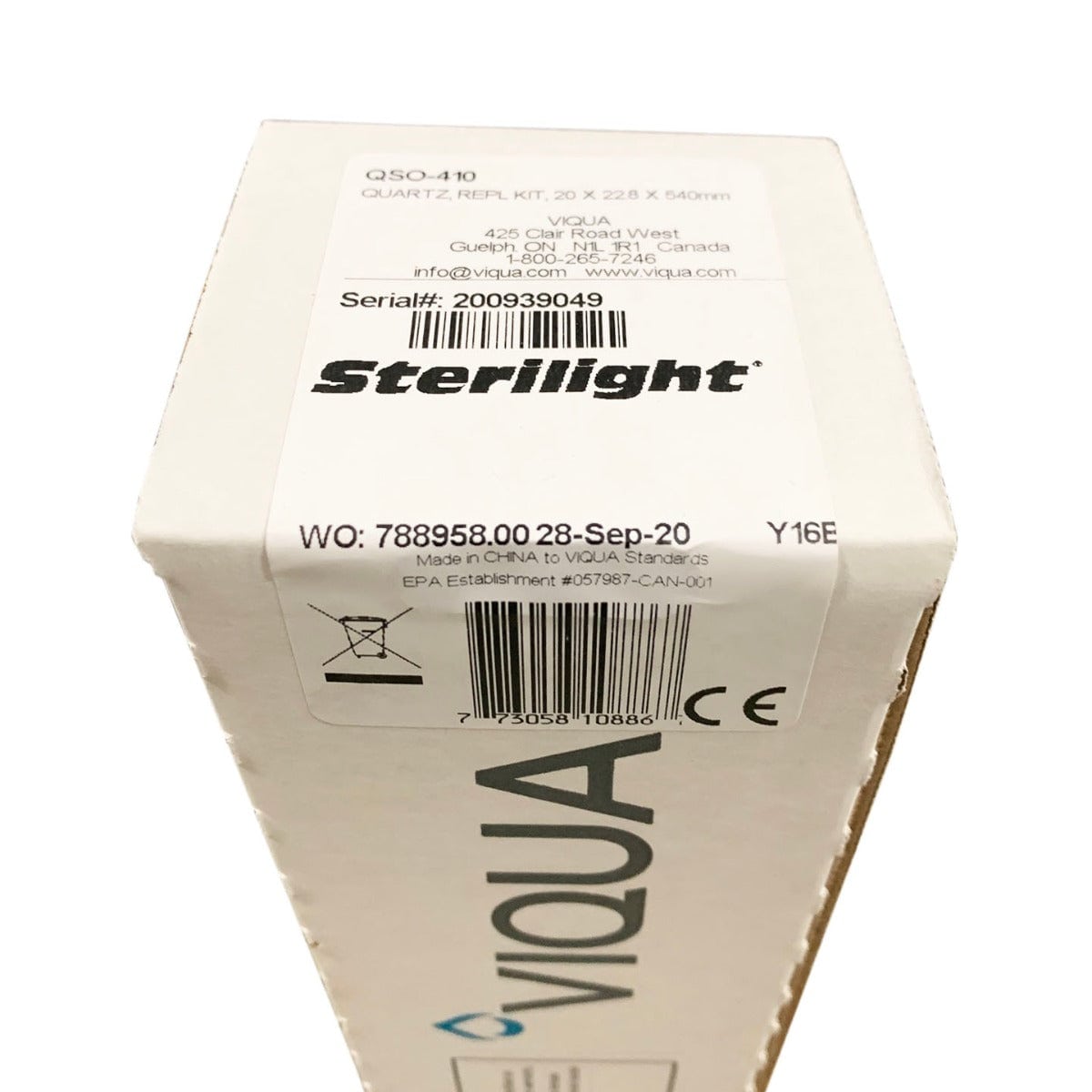 Viqua QSO-410 Replacement Quartz Sleeve for VH410 BOX