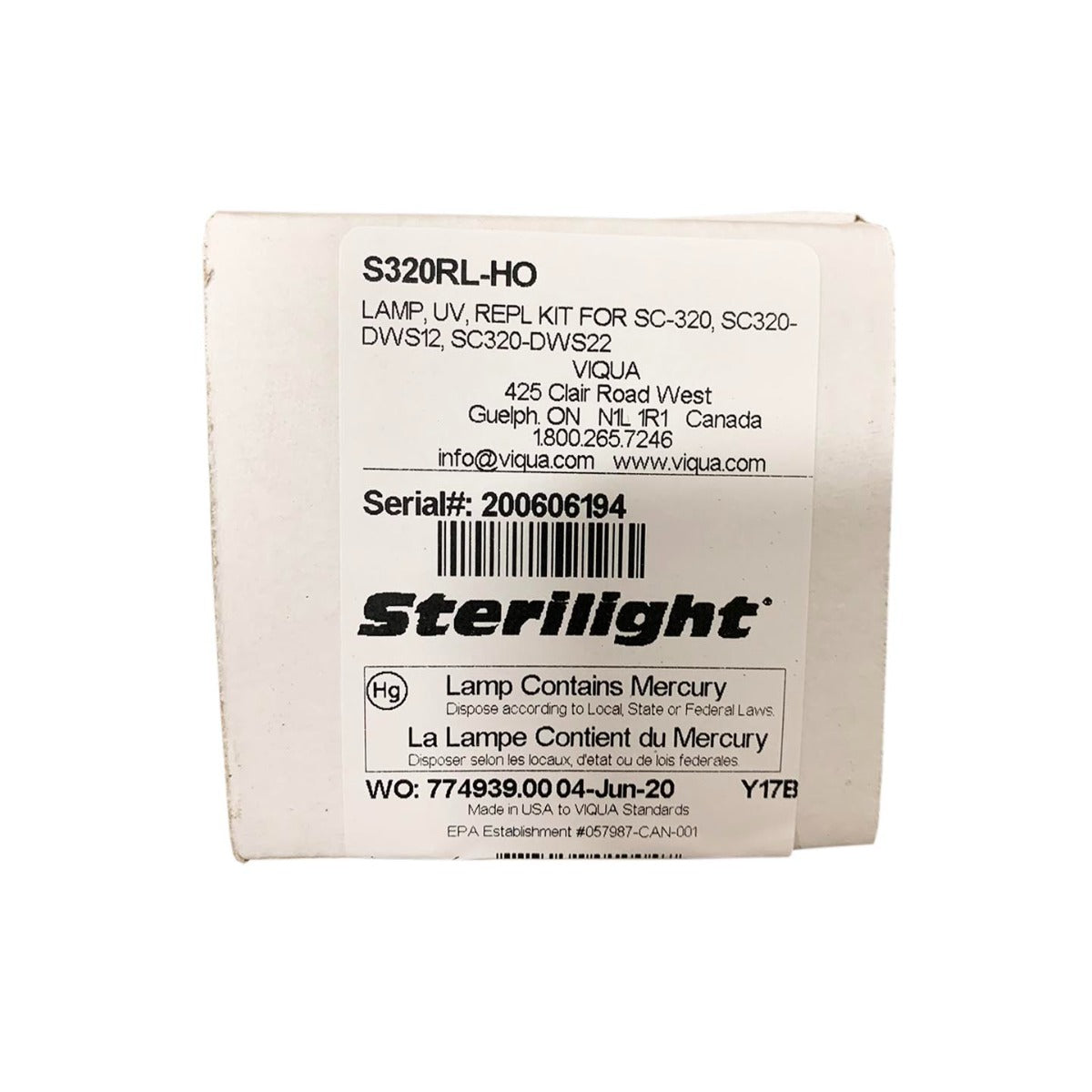 Viqua Replacement UV Lamp S320RL-HO LABEL