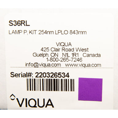 Viqua Replacement UV Lamp S36RL LABEL