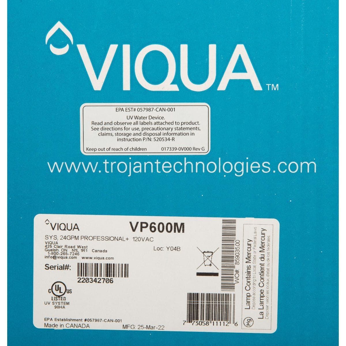 Viqua VP600M Pro.UV Water Disinfection System
