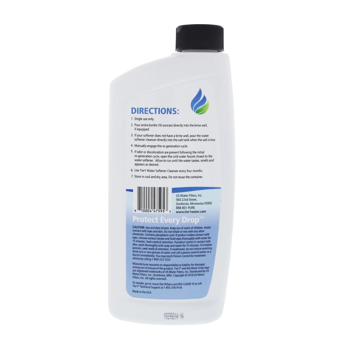 WS-CLNSR-16 Water Softener Resin Cleanser By Tier1 BACK VIEW