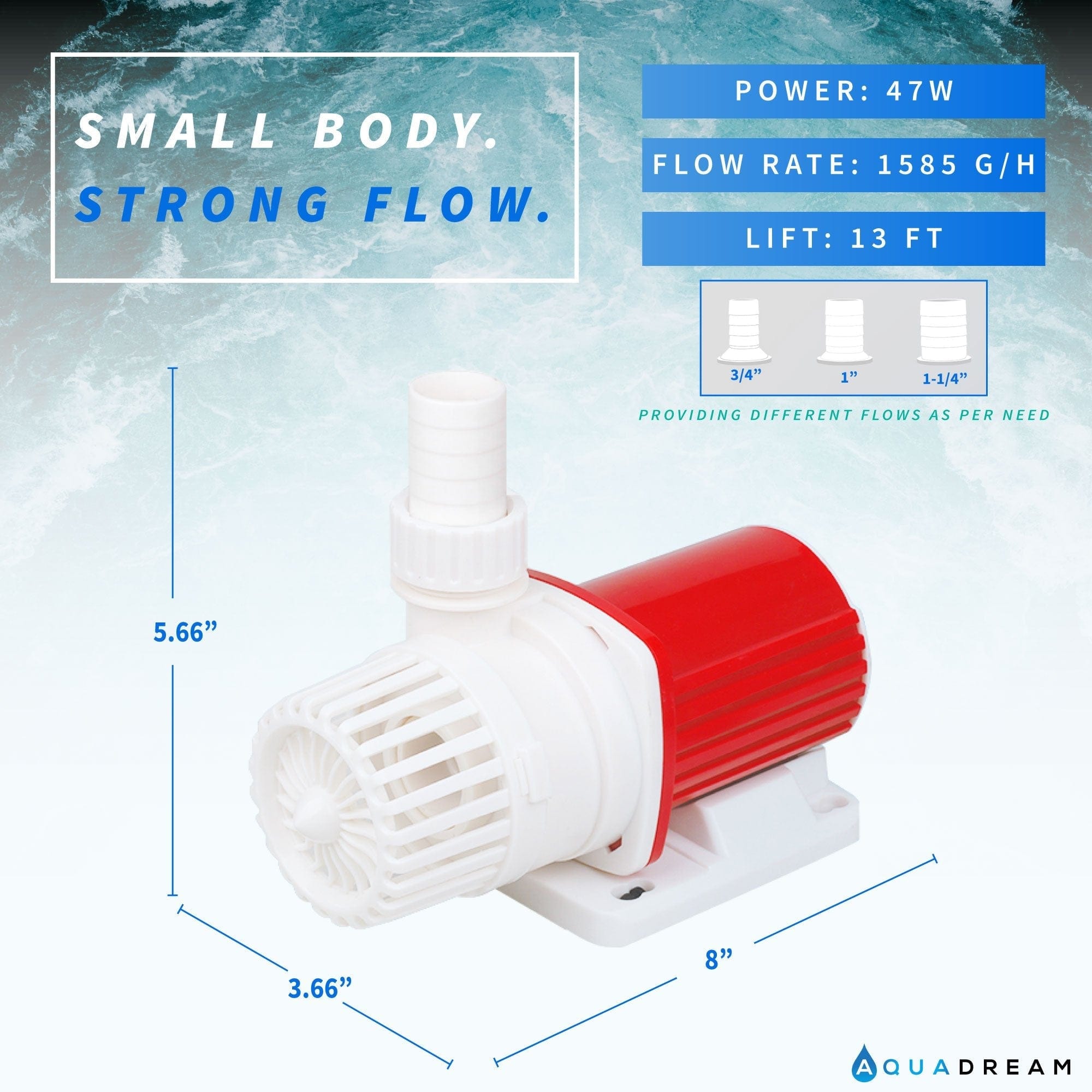 AquaDream Aqua Dream 1600 GPH Adjustable Submersible ECO Pump Aquarium Water Treatments