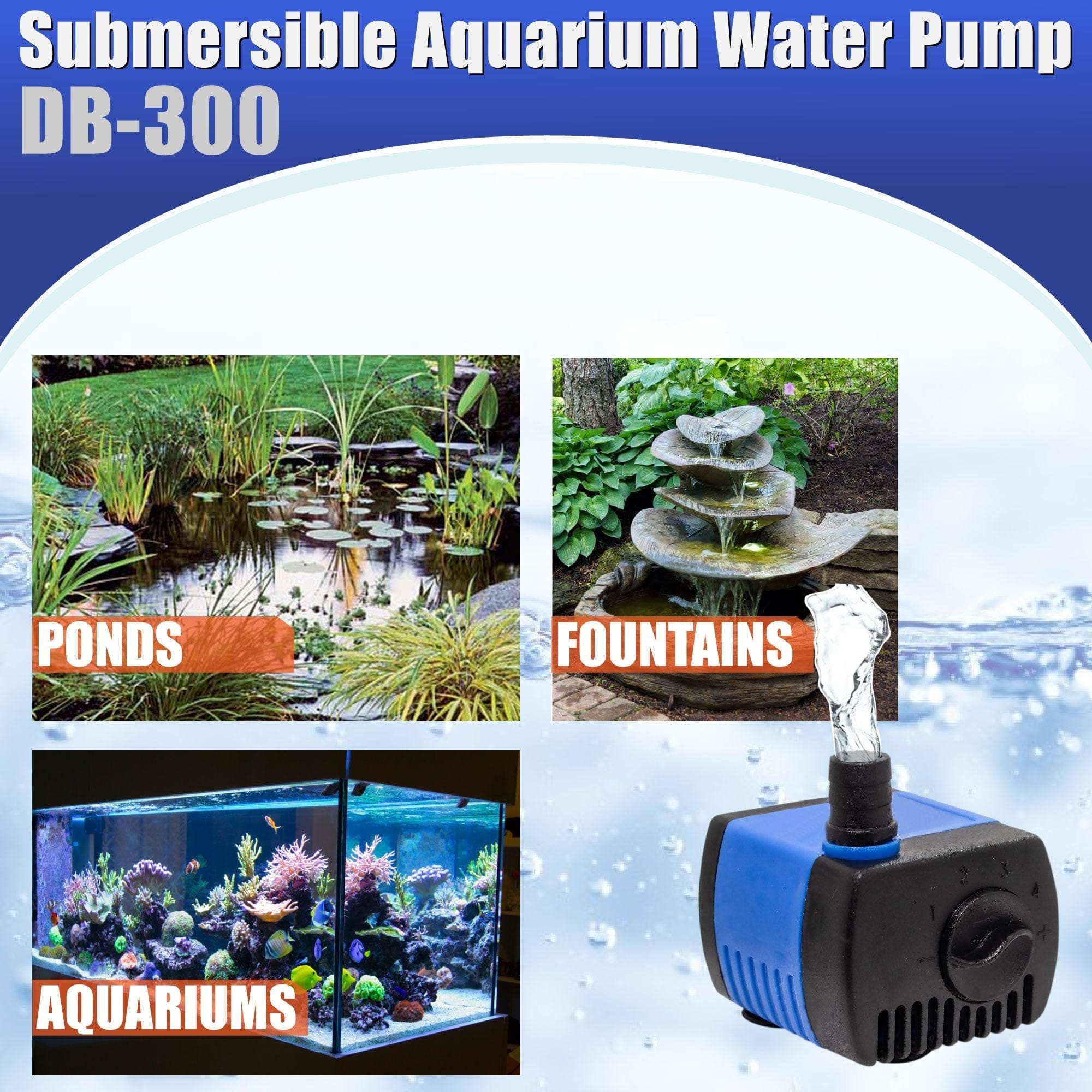 AquaDream Aqua Dream 90 GPH Adjustable Submersible Pump Aquarium Water Treatments