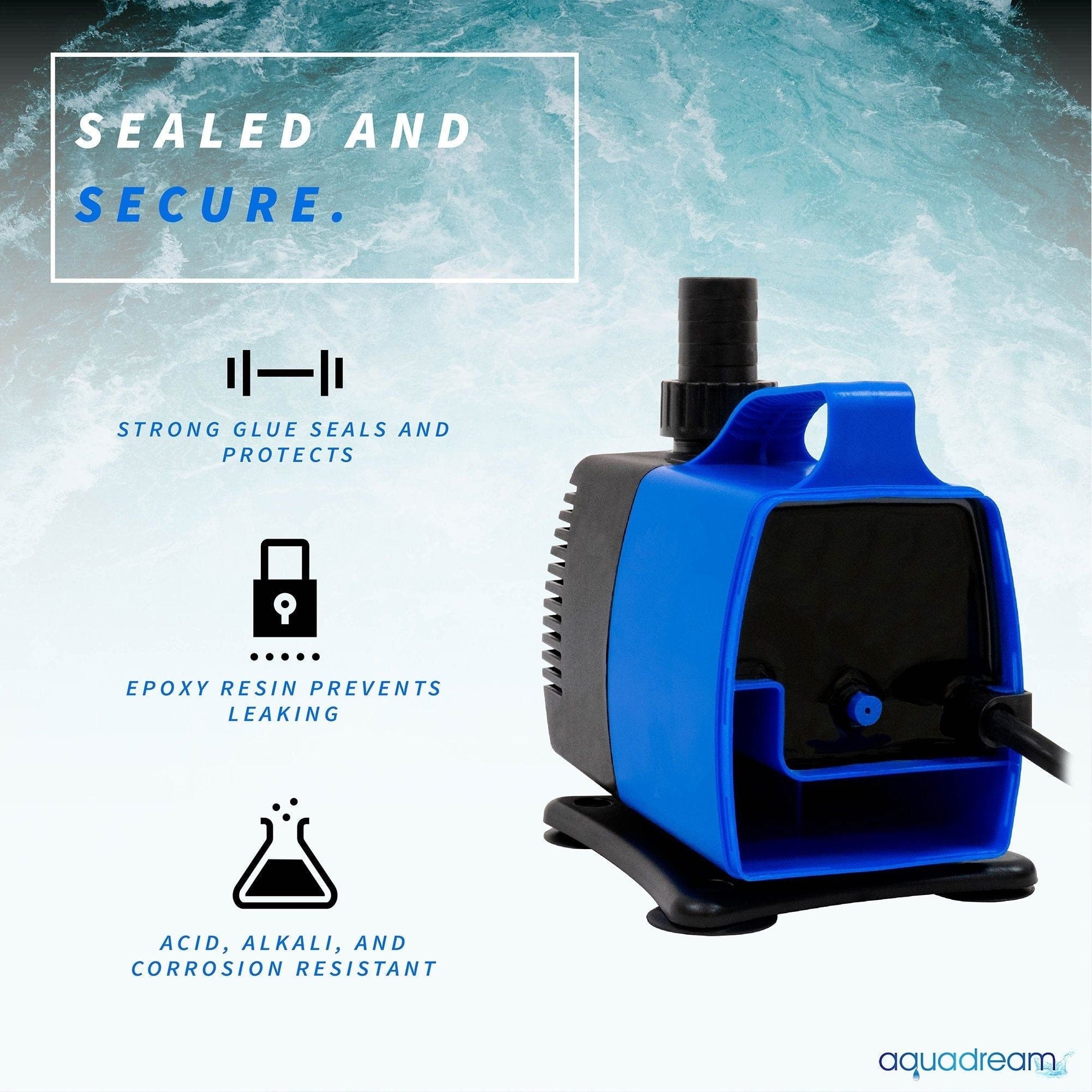AquaDream Aqua Dream 920 GPH Adjustable Submersible Pump Aquarium Water Treatments