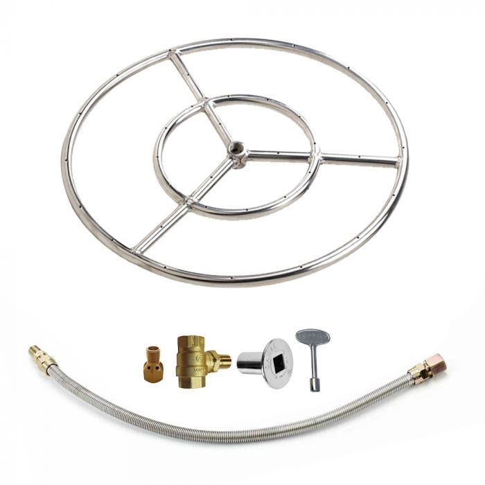 Athena Fireglass & Accessories Athena FRSK-RD Stainless Steel Round Fire Pit Burner Kit Match Light Kit 6-Inch / Natural Gas FRS6-NGK