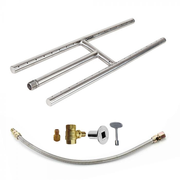 Athena Fireglass & Accessories Athena HBSSK Stainless Steel H-Burner Kit Match Light Kit