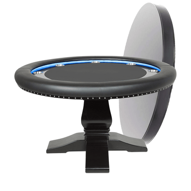 BBO Poker Tables BBO Poker Tables Ginza LED Black Round Poker Table 8 Person Poker & Game Tables Black / Felt / Add Dining Top 2BBO-GINZ-COMBO-BLK