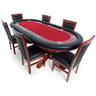 BBO Poker Tables BBO Poker Tables Rockwell Oval Poker Table and Chair Set Poker & Game Tables Red / Felt / Set of 4 Chairs 2BBO-RW-RED-4