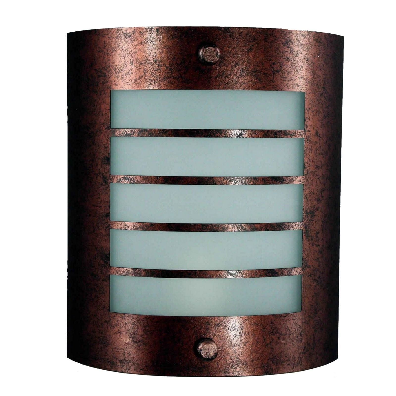 Benzara 18W Wall Lamp With Acrylic Plate And Cut Out Frame, Rustic Brown And White By Benzara Wall Lamps BM220701