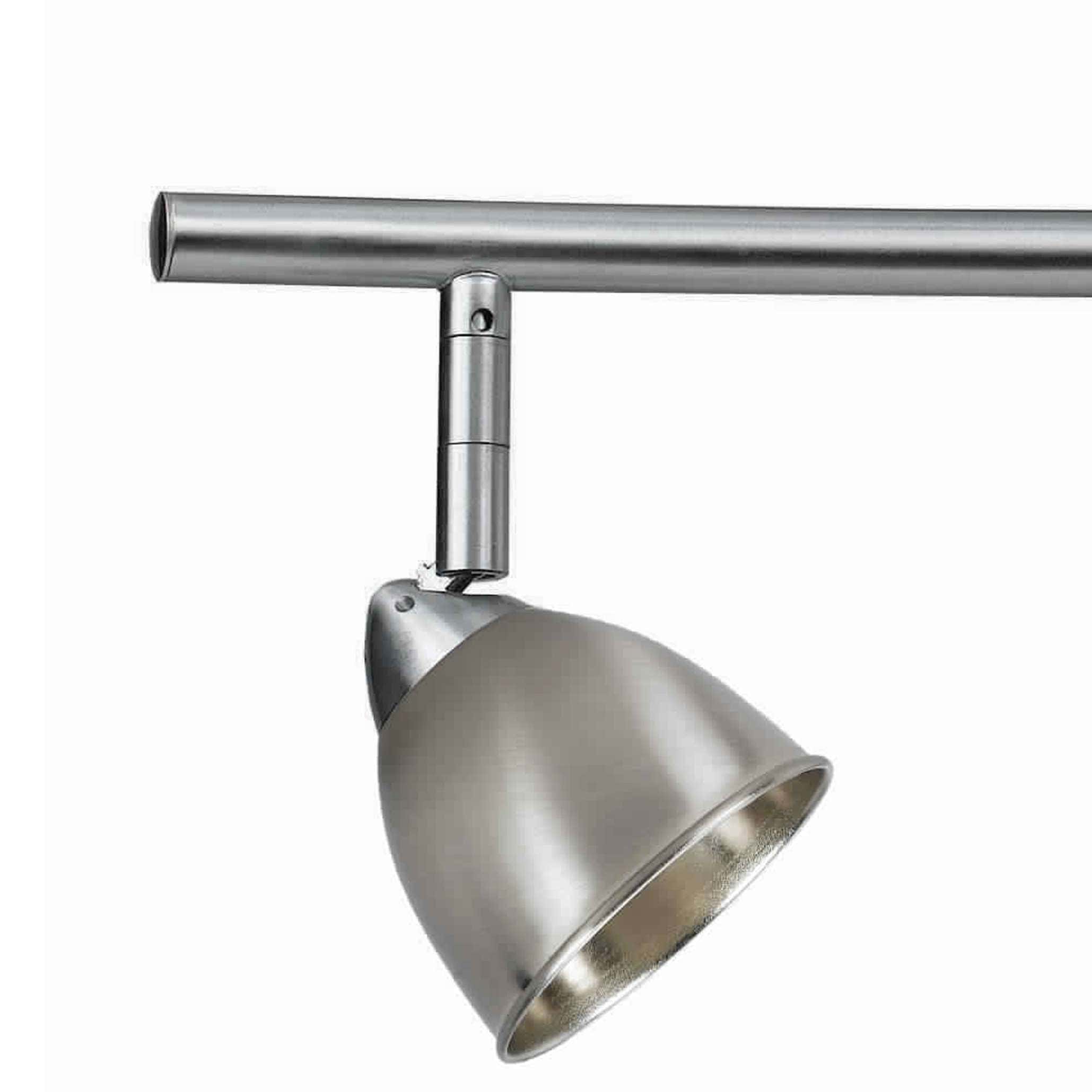 Benzara 3 Light 120V Metal Track Light Fixture With Round Shade, Silver By Benzara Ceiling Lamps BM223060
