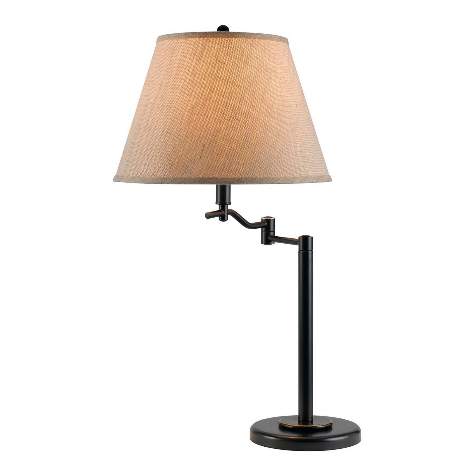 Benzara 3 Way Metal Body Table Lamp With Swing Arm And Conical Fabric Shade, Black By Benzara Table Lamps BM220834