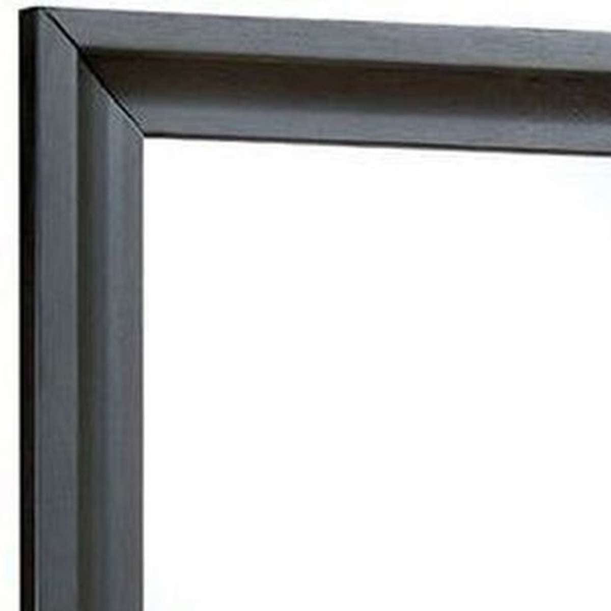Benzara 32 Inch Transitional Style Wooden Frame Mirror, Antique Gray By Benzara Mirrors BM233735