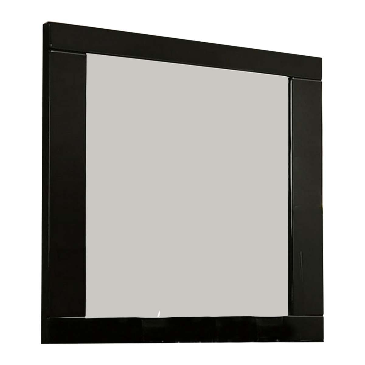 Benzara 37 Inch Rectangular Mirror With Wooden Frame, Black By Benzara Mirrors BM233769