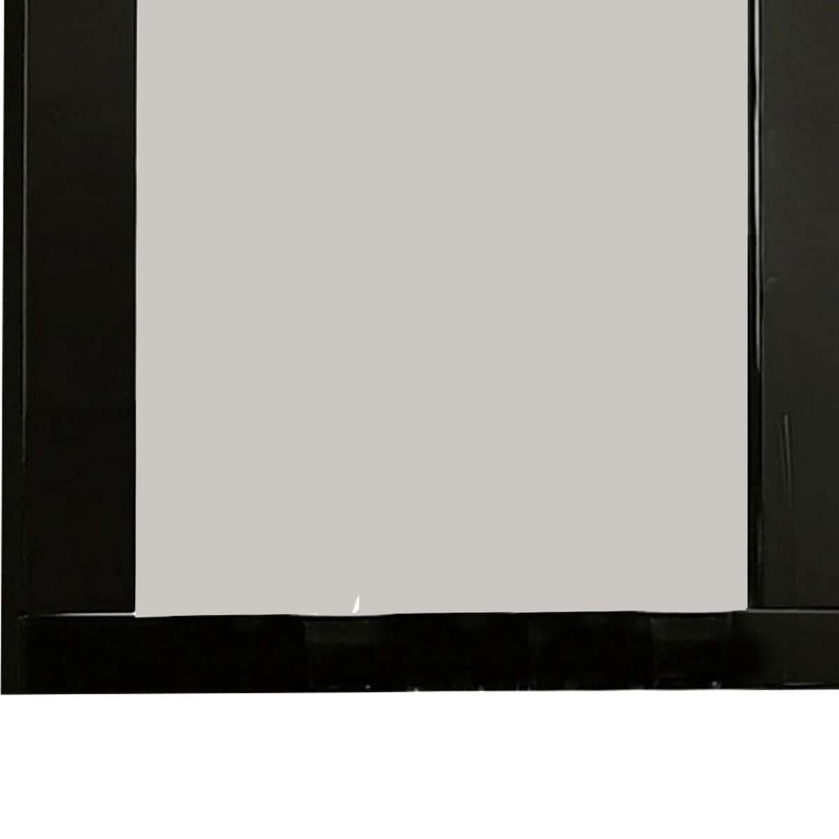 Benzara 37 Inch Rectangular Mirror With Wooden Frame, Black By Benzara Mirrors BM233769