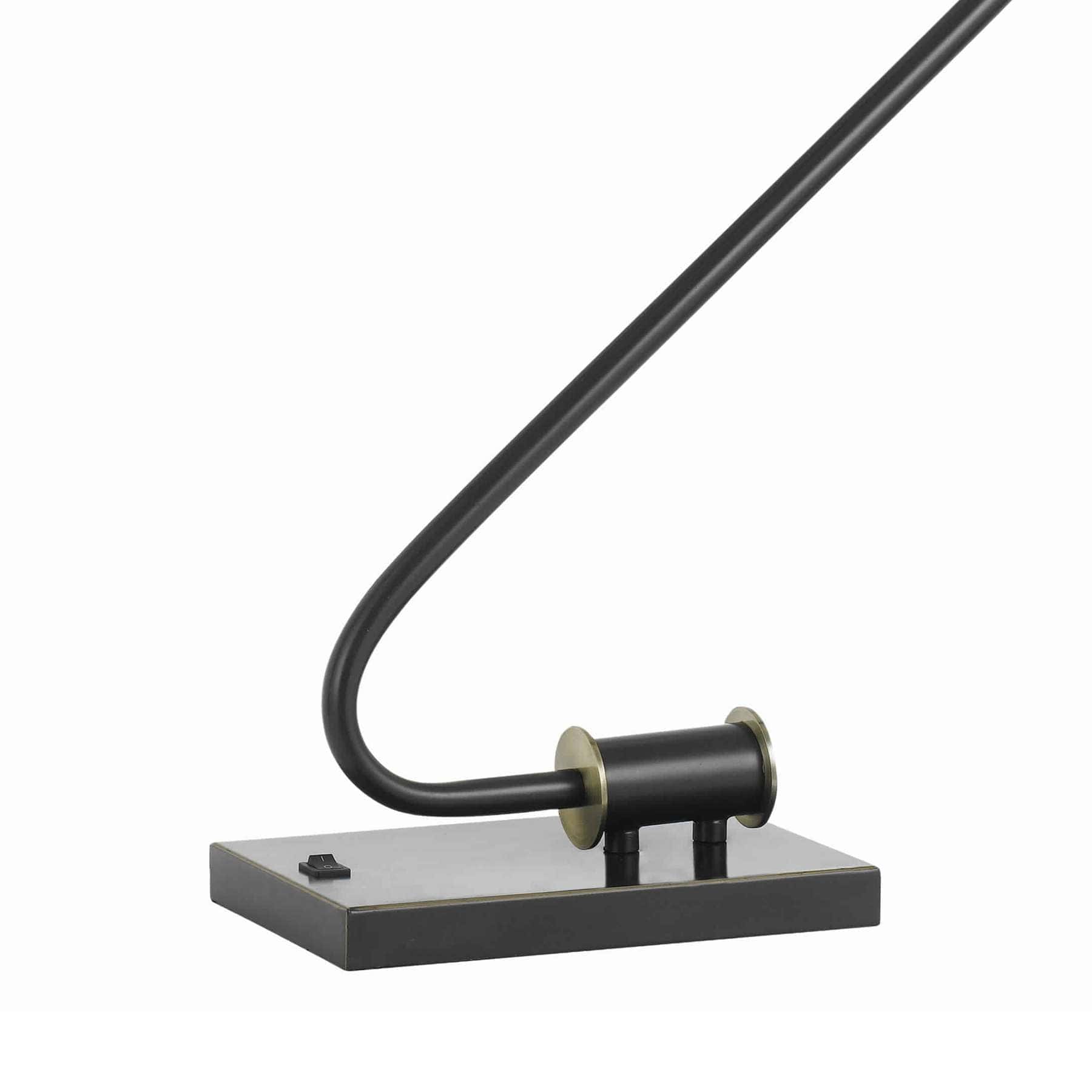 Benzara Adjustable Head Metal Desk Lamp With Curved Design Tubular Stand, Black By Benzara Desk Lamps BM224798
