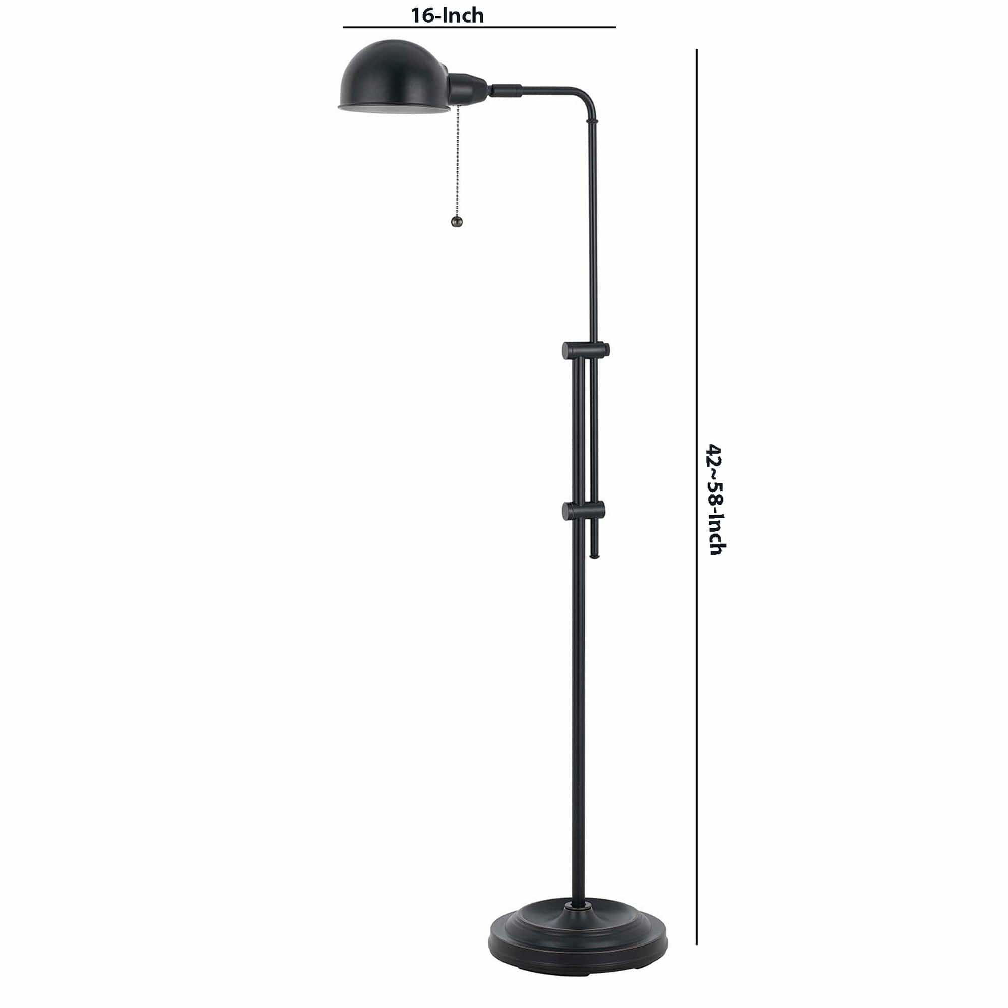 Benzara Adjustable Height Metal Pharmacy Lamp With Pull Chain Switch, Black By Benzara Floor Lamps BM220838