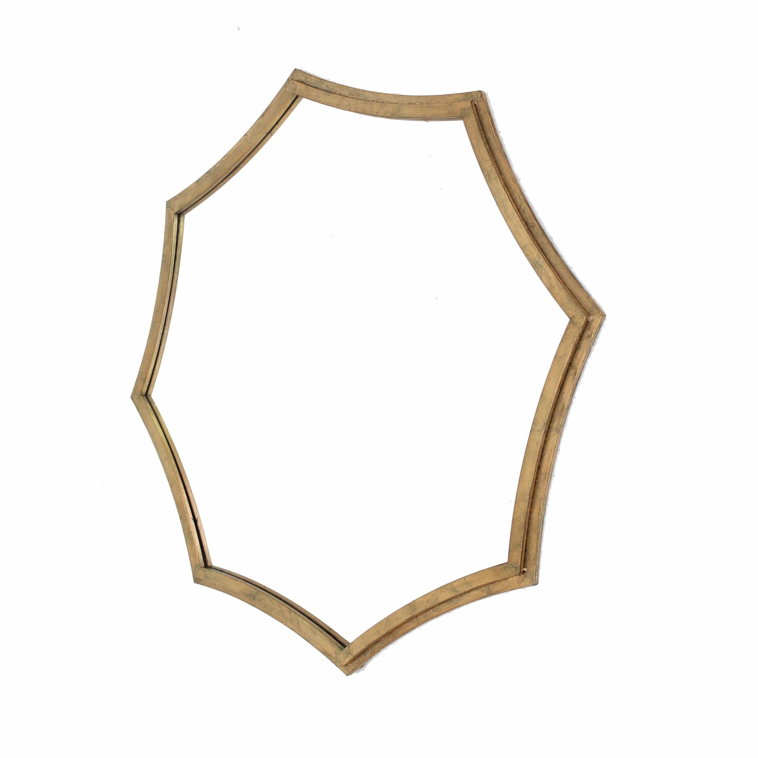Benzara Benzara 33" Wooden Wall Mirror with Curved Hexagram Shape Frame BM209099 Wall Mirrors BM209099