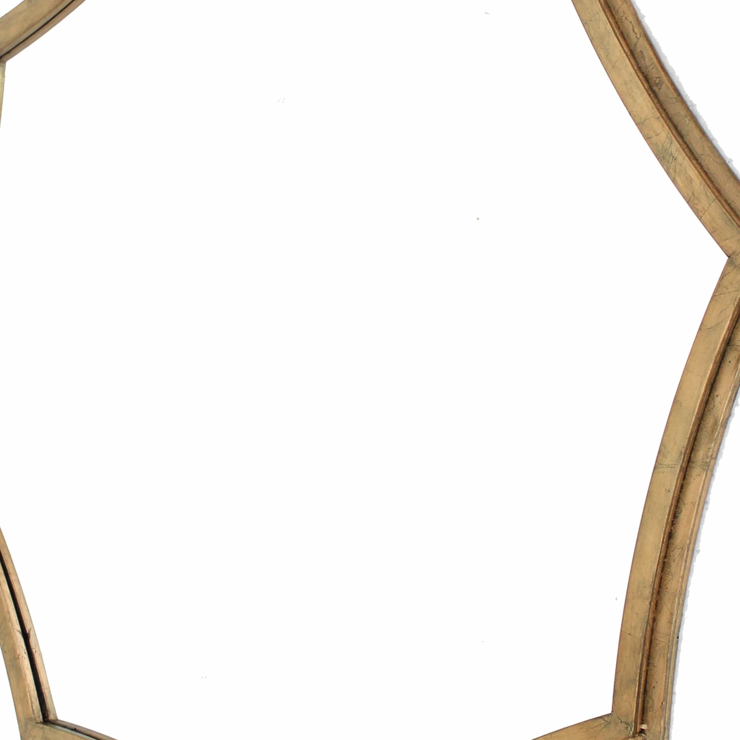 Benzara Benzara 33" Wooden Wall Mirror with Curved Hexagram Shape Frame BM209099 Wall Mirrors BM209099