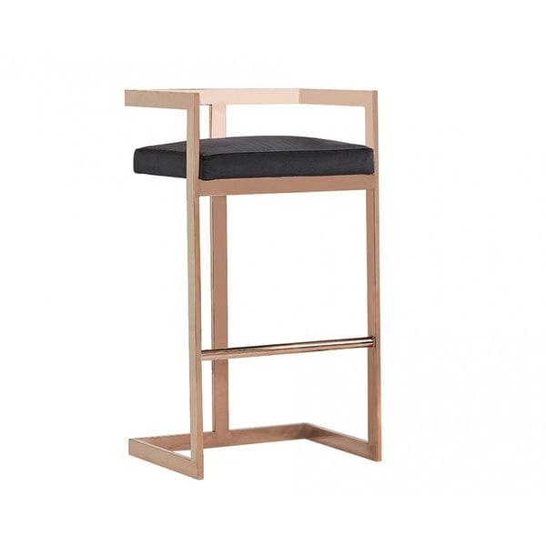 Benzara Benzara 35" Bar Stool with Leatherette Padded Seat and Cantilever Base M219294 Bar Stools BM219294