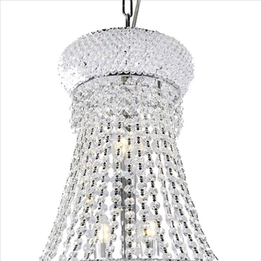 Benzara Benzara BM240871 26" Crystal Ceiling Lamp with Chandelier Design Body Ceiling Lamps BM240871