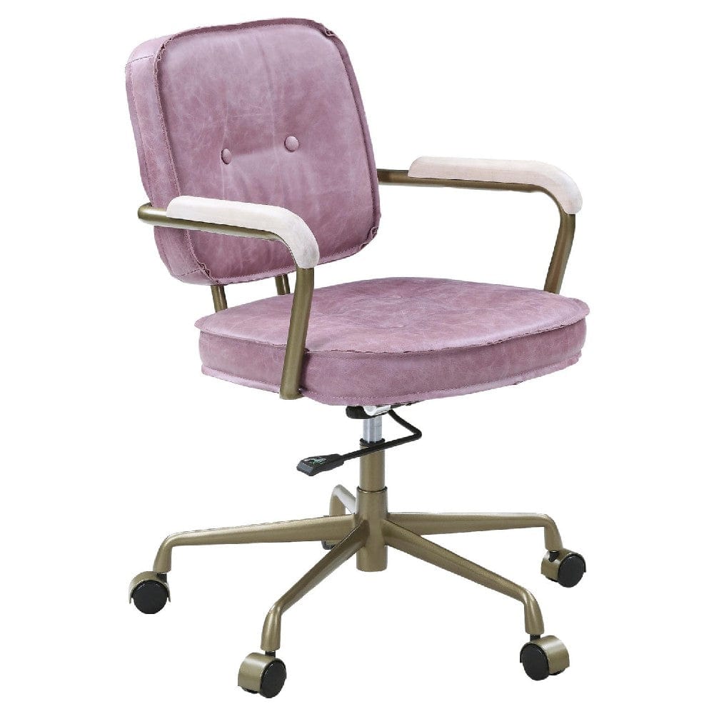Benzara Benzara BM268974 Office Chair with Leather Seat and Button Tufted Back Office Chairs BM268974