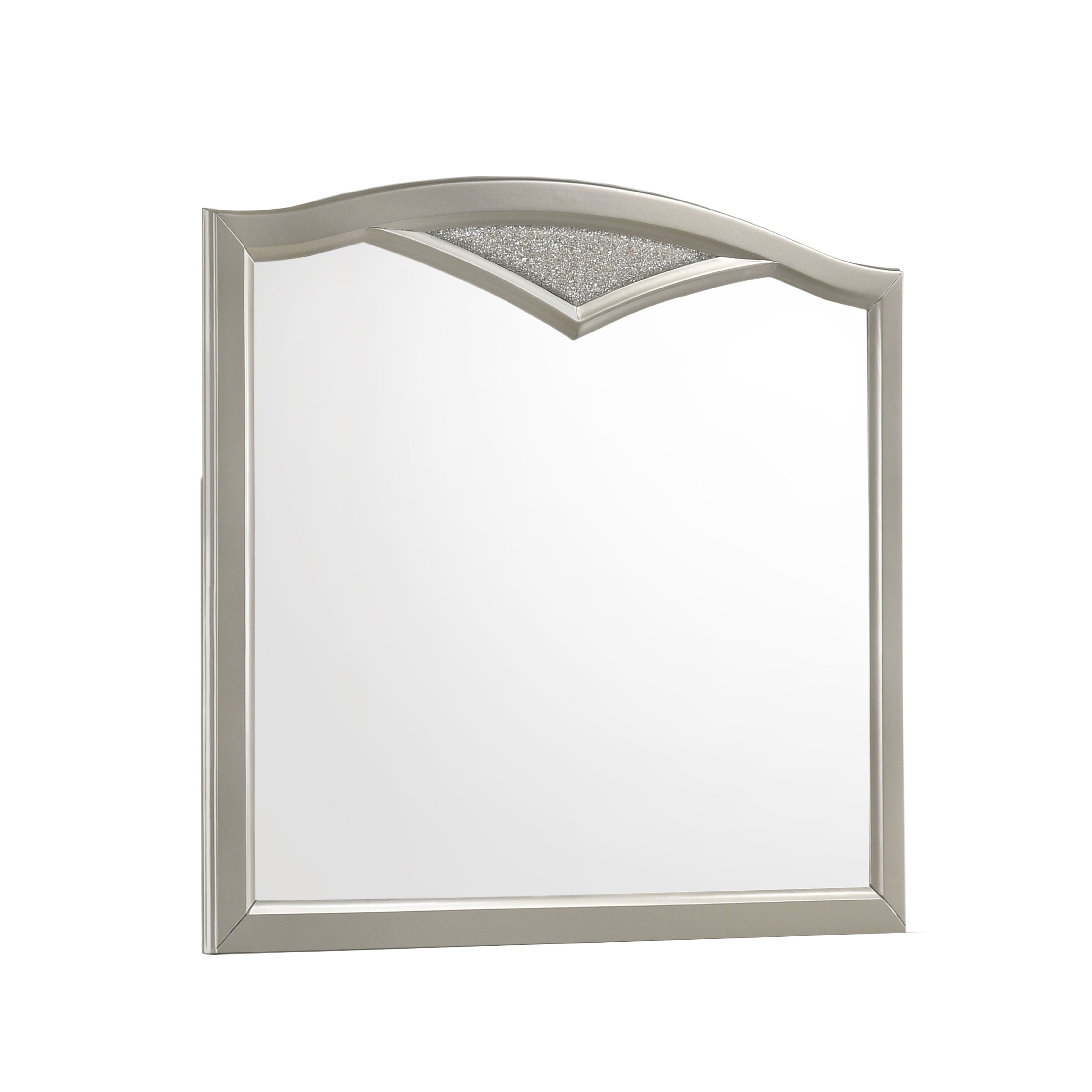 Benzara Camelback Dresser Top Beveled Mirror With Faux Diamond Inlay, Silver - Bm215416 By Benzara Mirrors BM215416