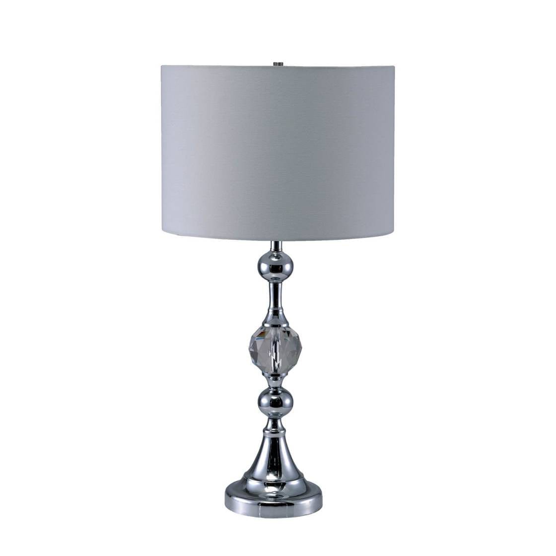 Benzara Contemporary Table Lamp With Crystal Encased Stand, Silver By Benzara Table Lamps BM208063