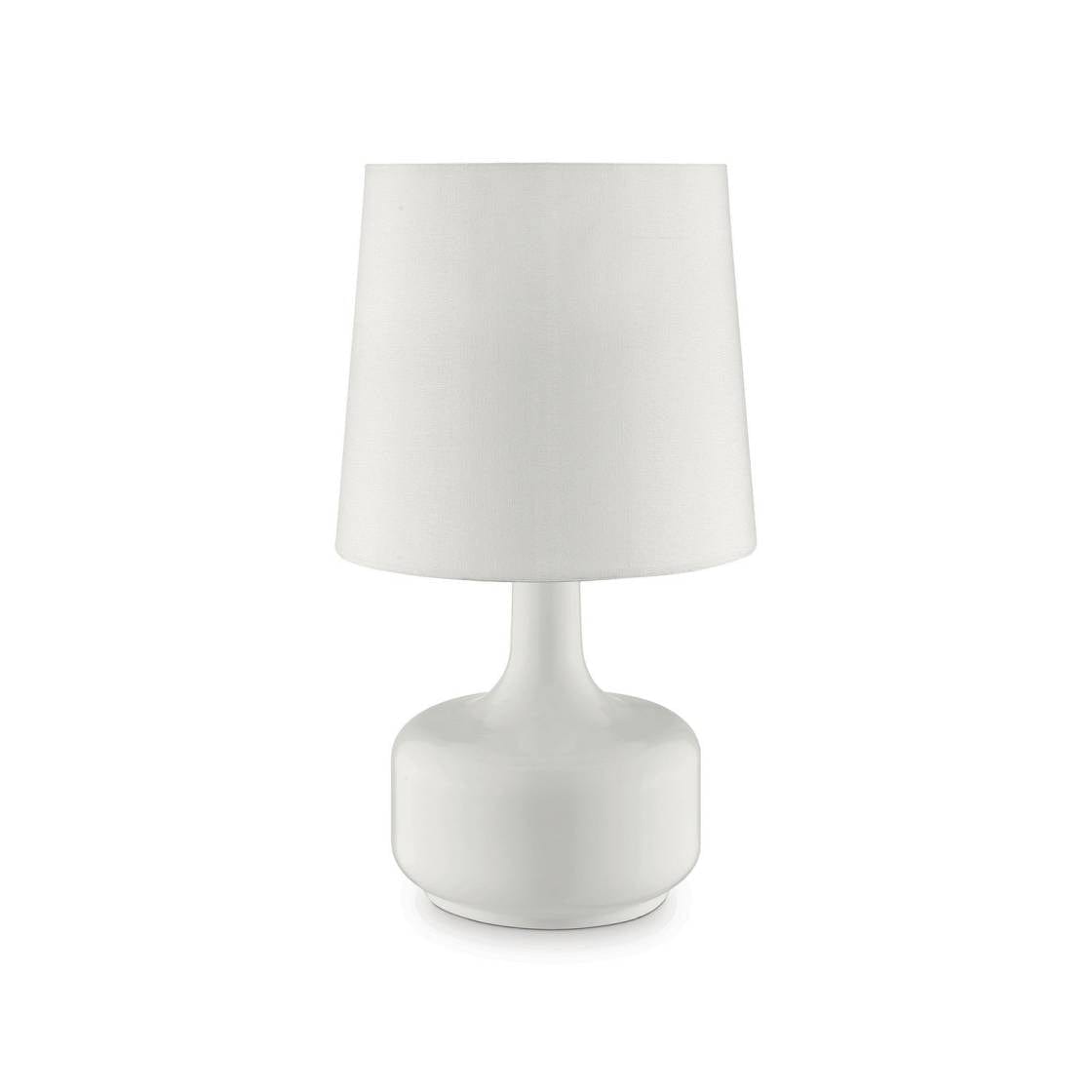 Benzara Contemporary Table Lamp With Tapered Drum Shade And Pot Belly Base, White By Benzara Table Lamps BM209052