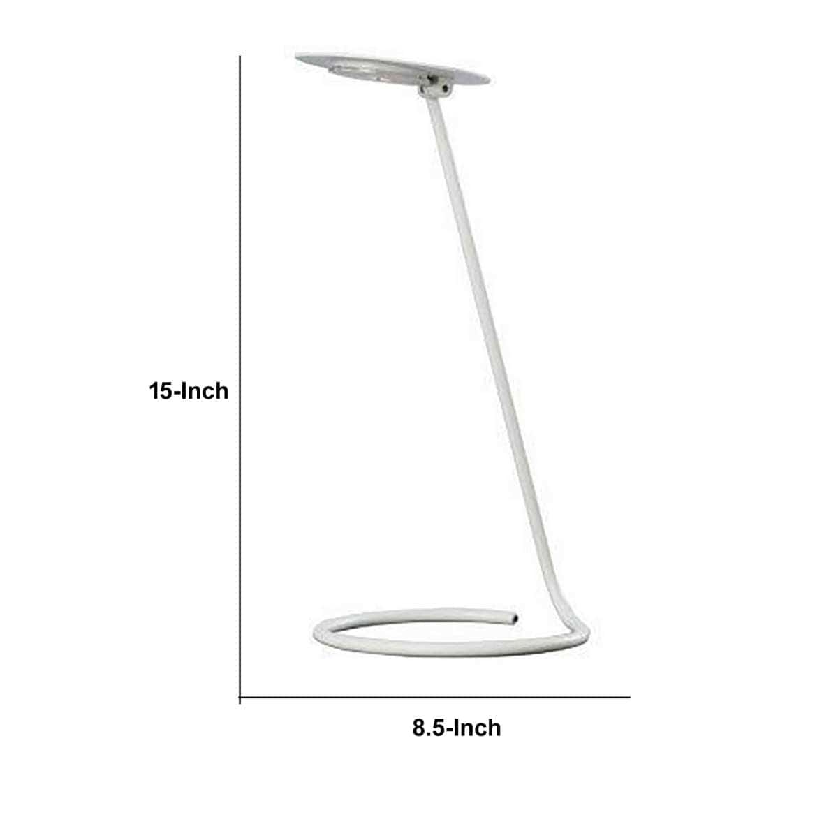 Benzara Desk Lamp With Pendulum Style And Flat Saucer Shade, White By Benzara Desk Lamps BM240387
