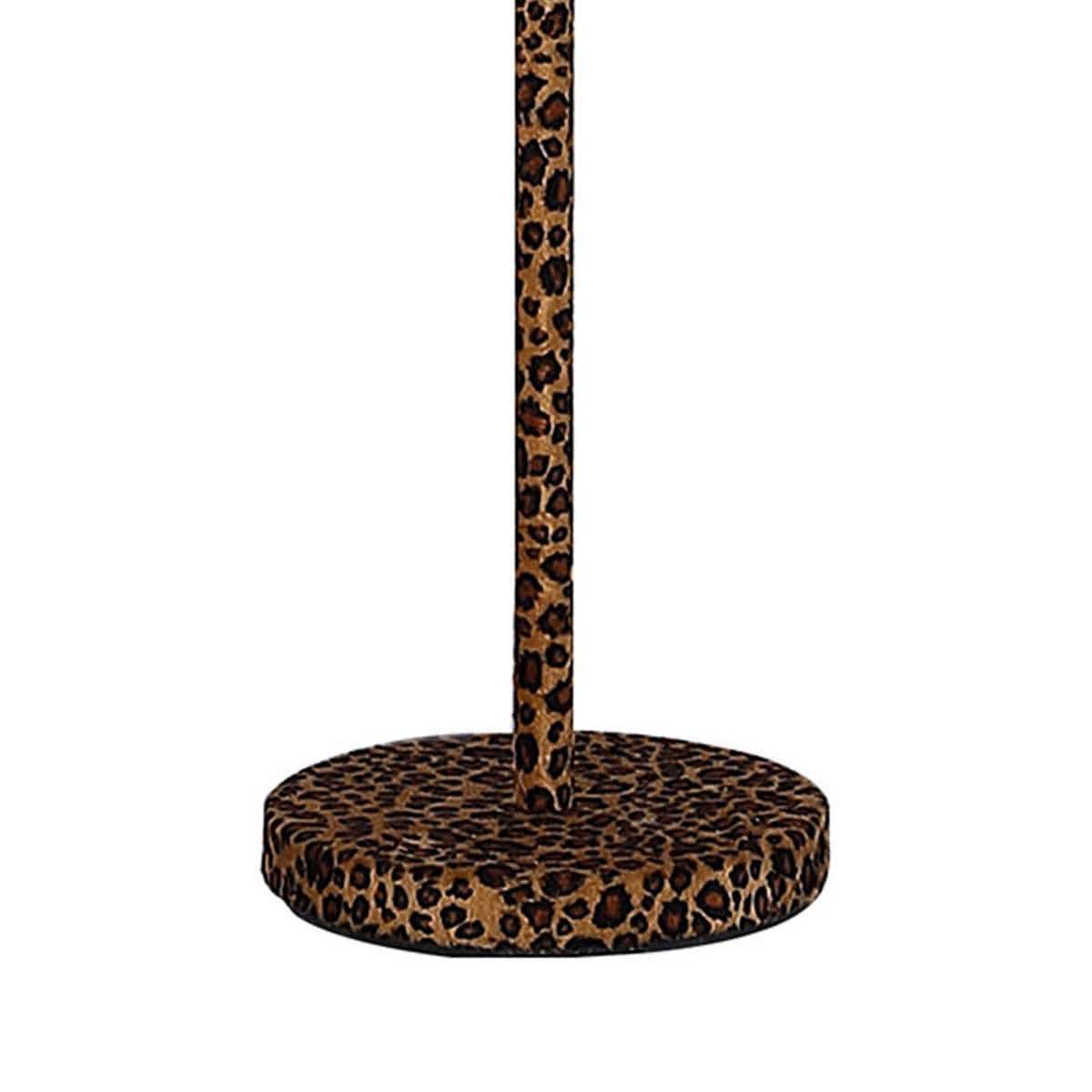 Benzara Fabric Wrapped Floor Lamp With Dotted Animal Print, Brown And Black By Benzara Floor Lamps BM233932