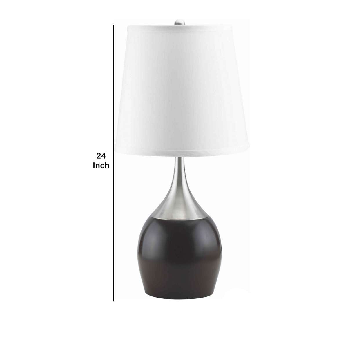 Benzara Metal And Fabric Table Lamp, Set Of 2, Black And White By Benzara Table Lamps BM221536