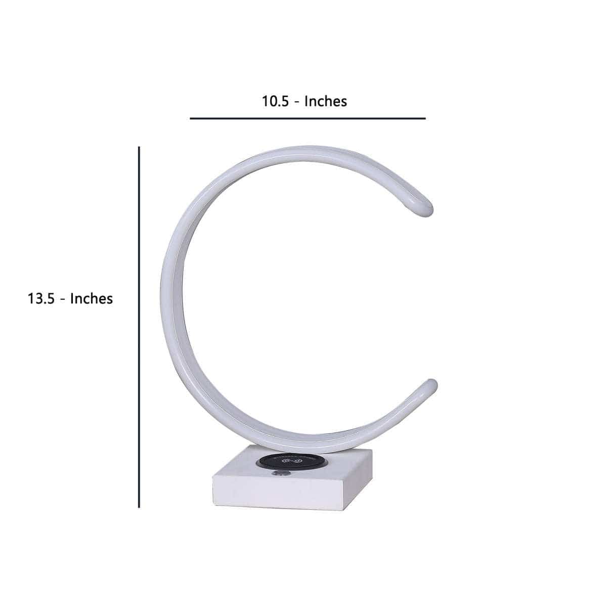 Benzara Metal C Shaped Table Lamp With Usb Plugin, White By Benzara Table Lamps BM233926