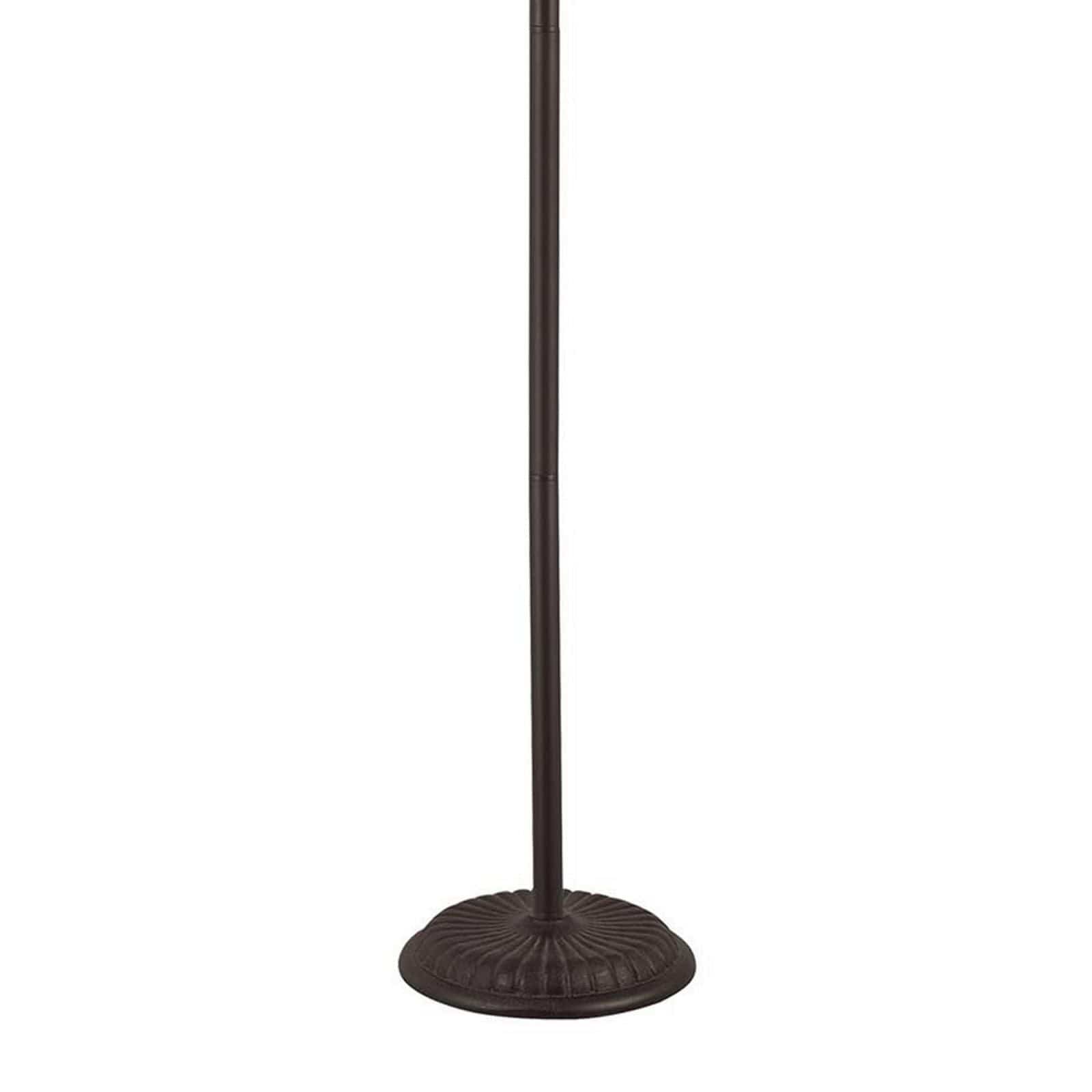 Benzara Metal Floor Lamp With Pull Chain Switch And Paper Shade, Off White And Black By Benzara Floor Lamps BM220649