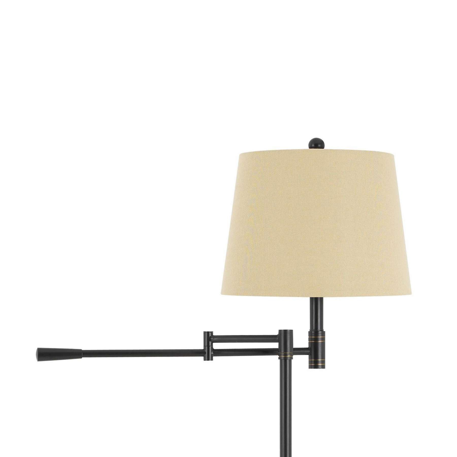 Benzara Metal Floor Lamp With Swing Arm And Tubular Stand, Beige And Black By Benzara Floor Lamps BM224913