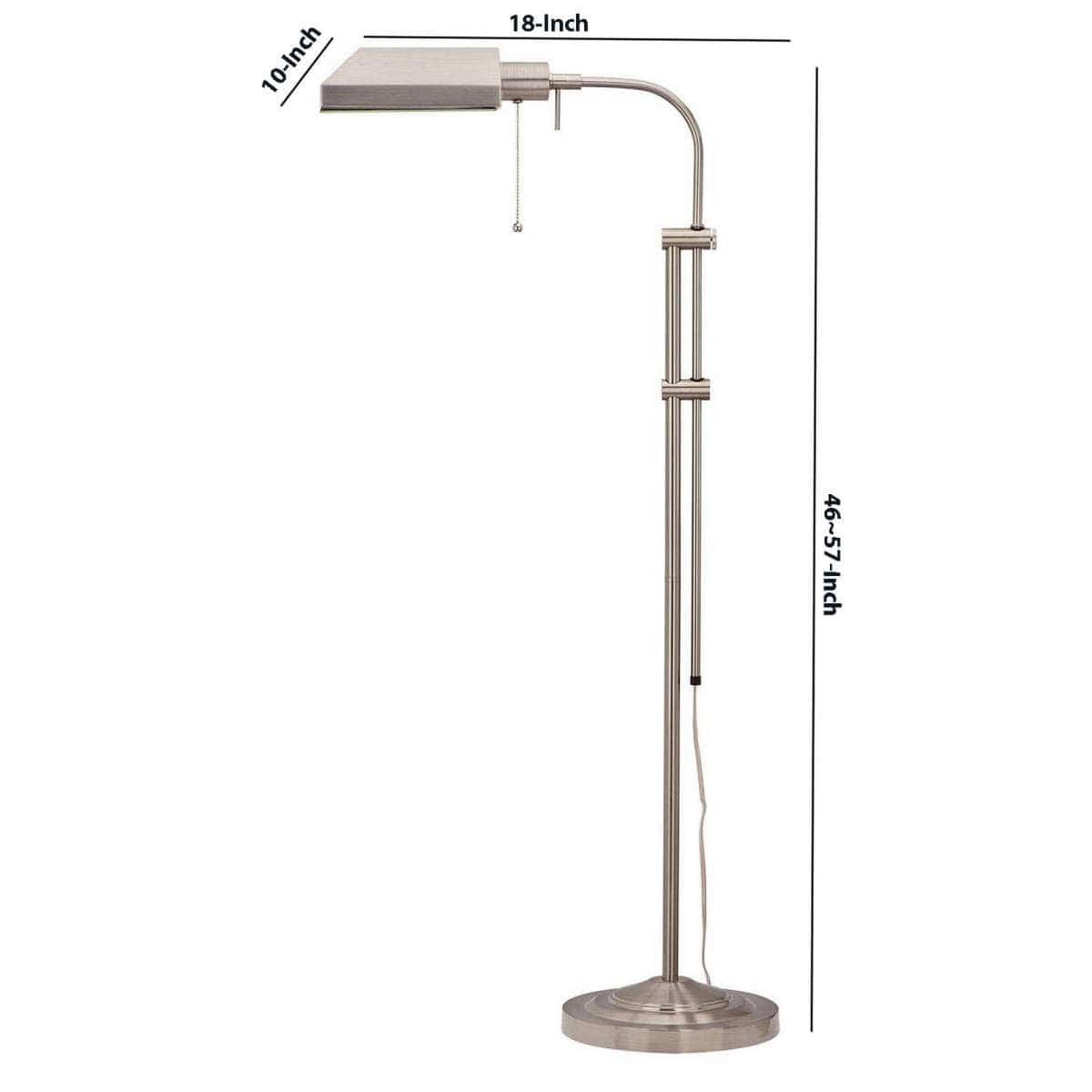Benzara Metal Rectangular Floor Lamp With Adjustable Pole, White By Benzara Floor Lamps BM225080